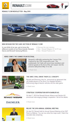 aperçu de la newsletter du renault.com