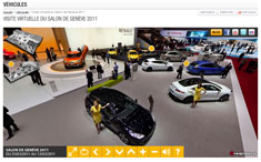 module visite virtuelle du salon de l'autombile de Genève 2011 du renault.com